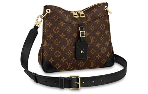 LOUIS VUITTON 오데온 코팅 캔버스 가죽 포함 트림 핸드백, 숄더 백, 크로스백 S 여성 블랙 L24*W8*H22cm