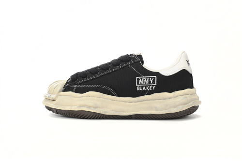메종 미하라 야스히로 블레이키 OG 다이드 캔버스 로우탑 스니커즈 블랙 A13FW728-BLACK